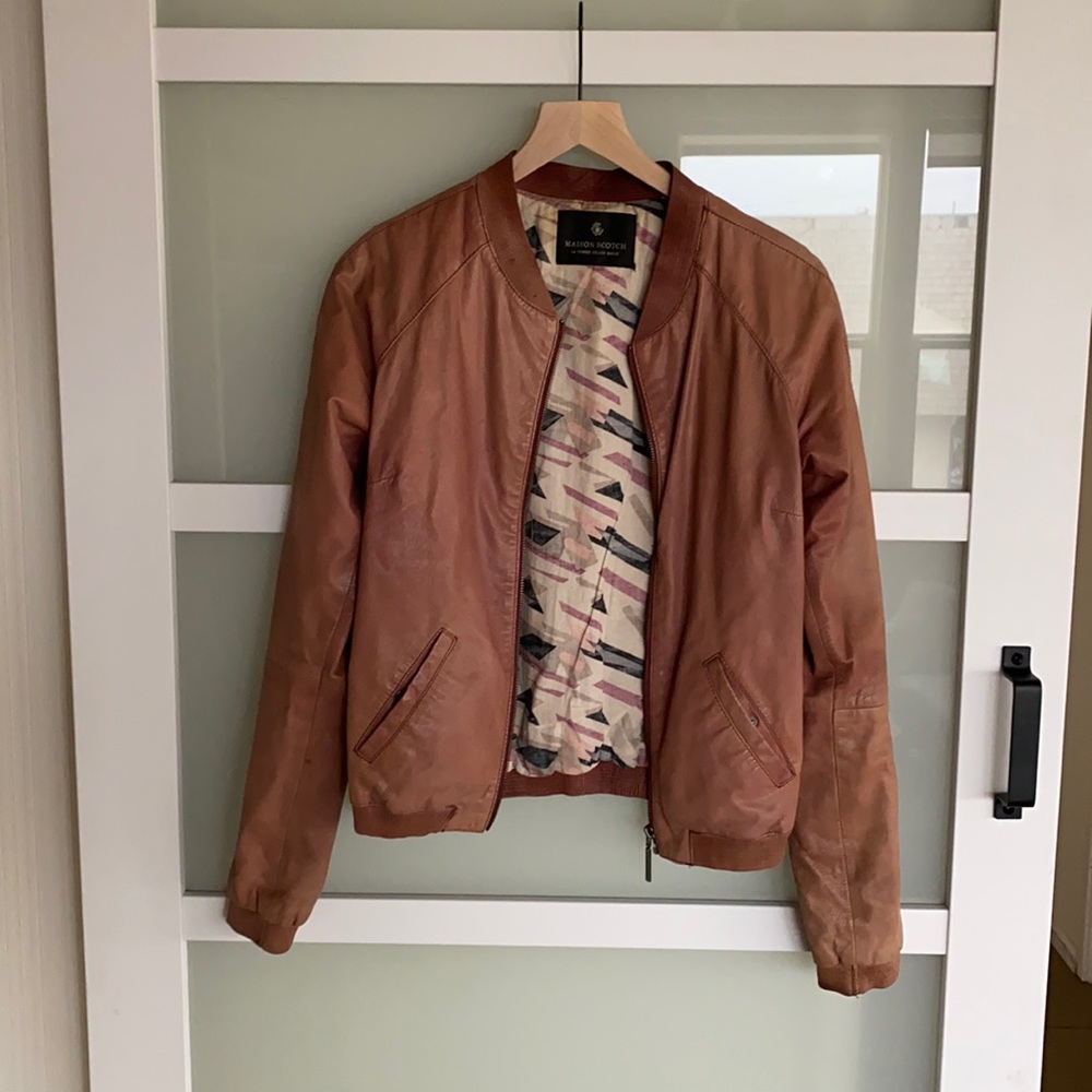 Maison Scotch leather jacket- mauve pink